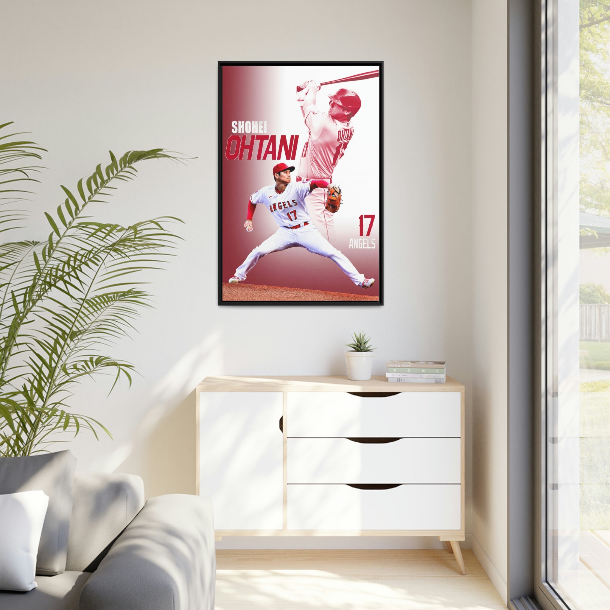 Shohei Ohtani Los Angeles Angels Two-Way Superstar Premium Wall Art Framed Canvas
