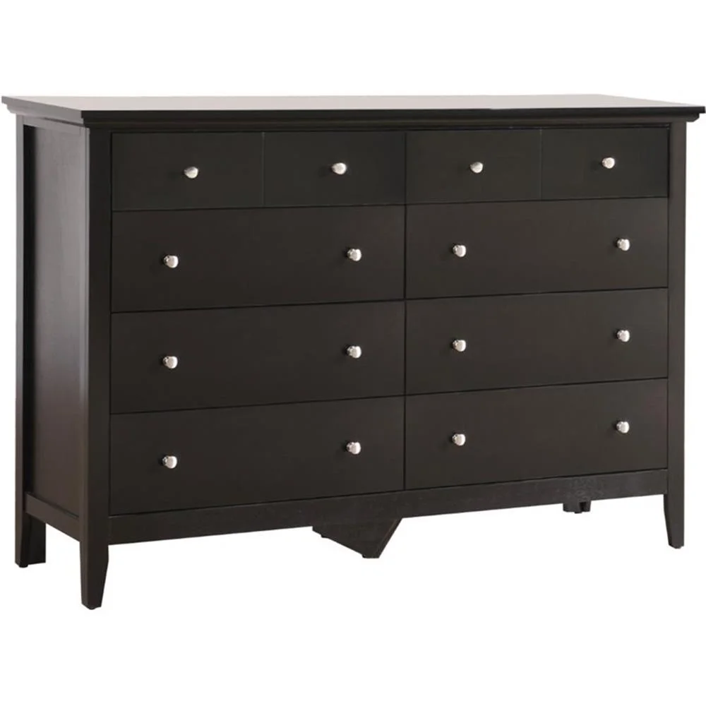 Home Square 2-Piece Set with Full Panel Bed and 8-Drawer Dresser in Black