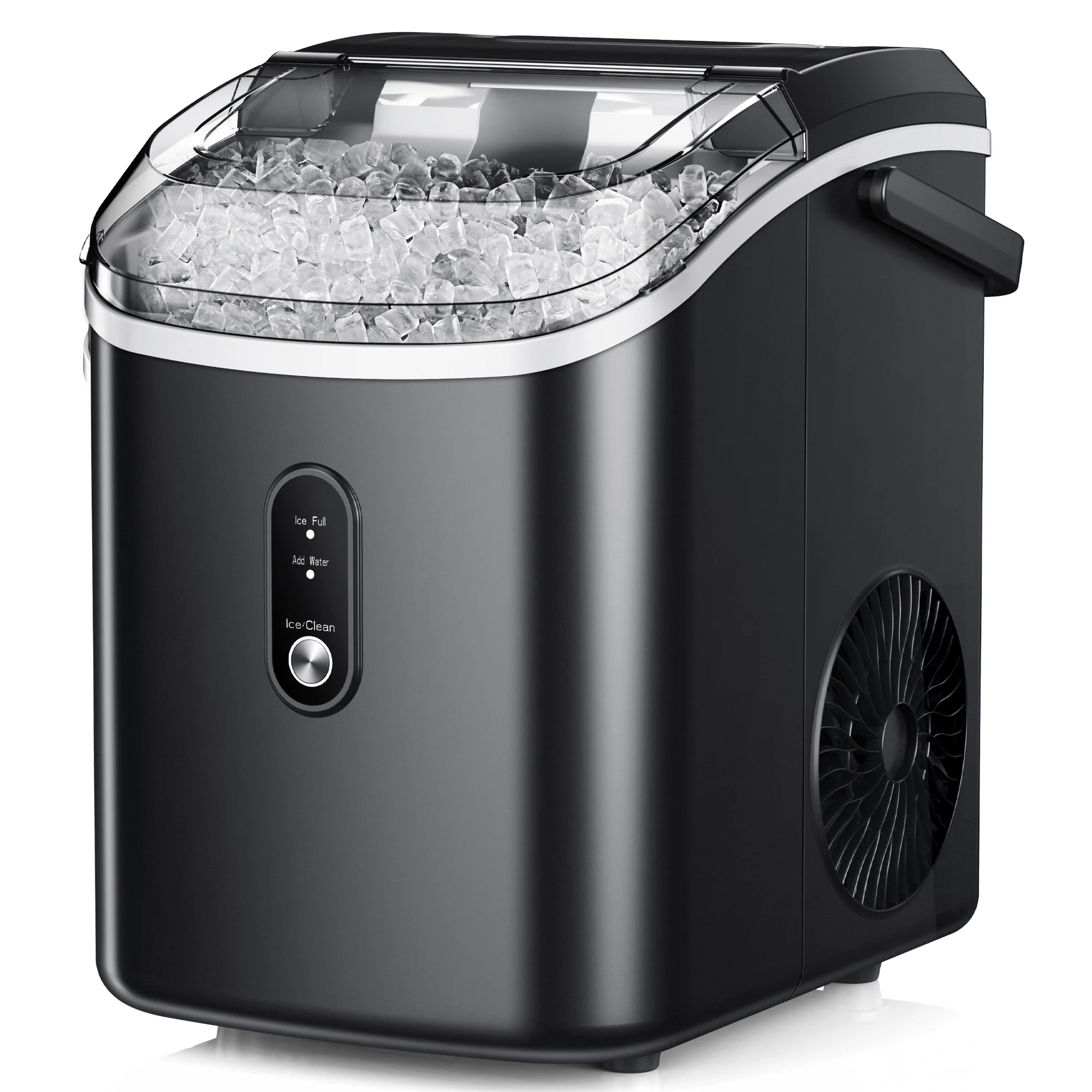 Simzlife Nugget Ice Maker Countertop, 34.9lbs per Day Chewable Pebble Nugget Ice Machine with Touch Screen for Home, Kitchen, Office, Stainless Steel, Black