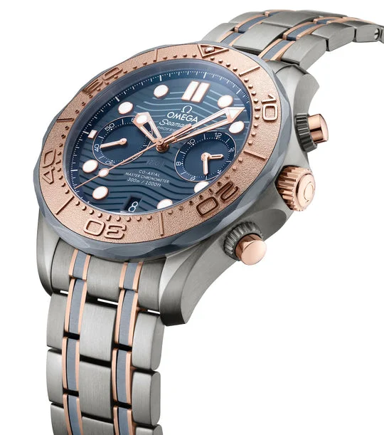 【Super Clone】Omega Seamaster Diver 300M Chronograph Sedna Gold Titanium Tantalum