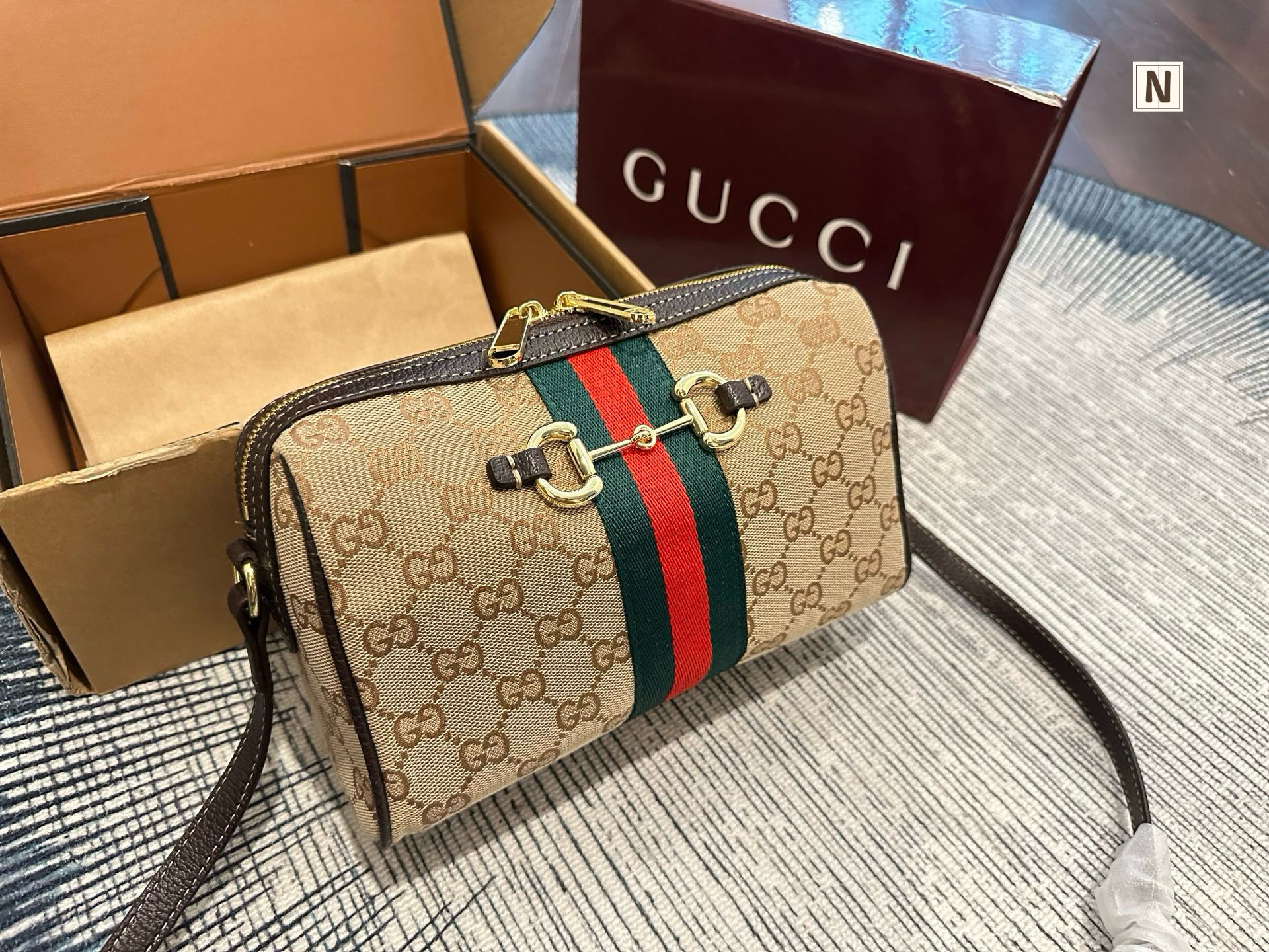 Gucci Vanity GG Canvas Web Shoulder Bag