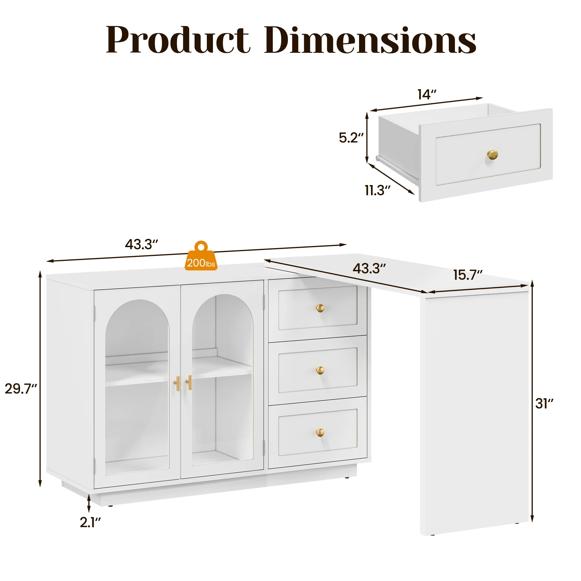 Heynemo Makeup Vanity with 3 Color Dimmable Lighted Hollywood Mirror, Vanity Table with 4 Drawers for Women Girls, Dressing Desk for Bedroom, Beauty Room, Brown