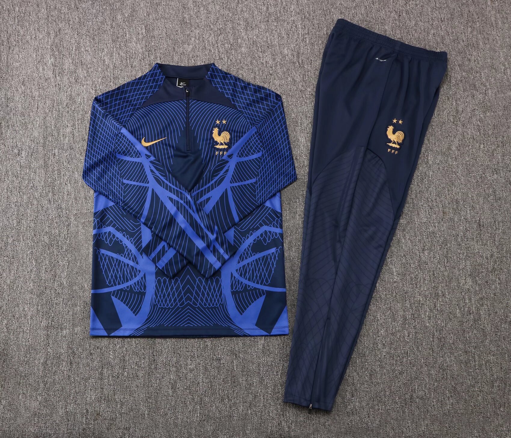 2022/2023 France half-pull training suit blue football shirt suit
