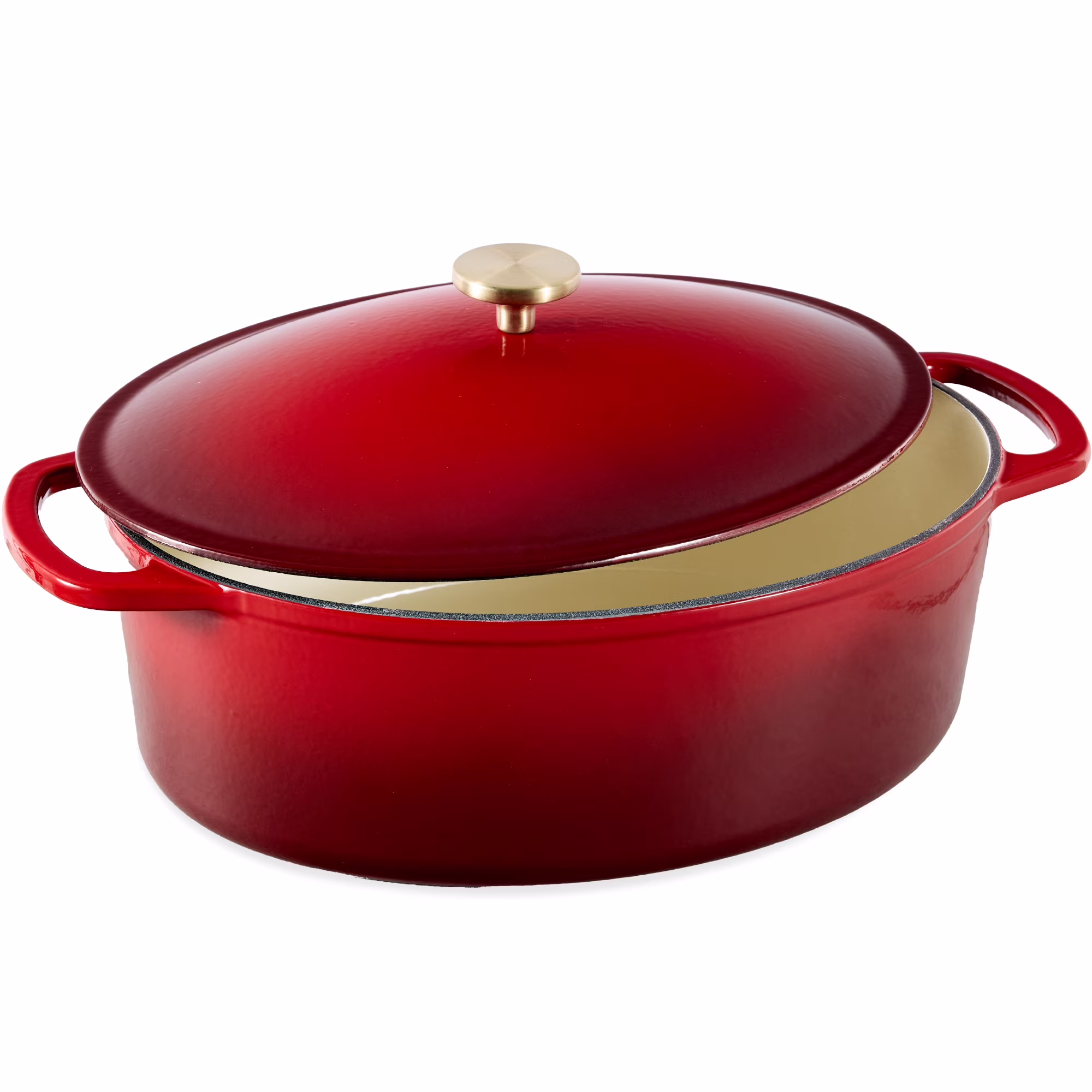 Best Choice Products Oval 7.5 Quart Cast-Iron Dutch Oven, Heavy-Duty w/ Enamel, Side Handles - Vanilla Buttercream