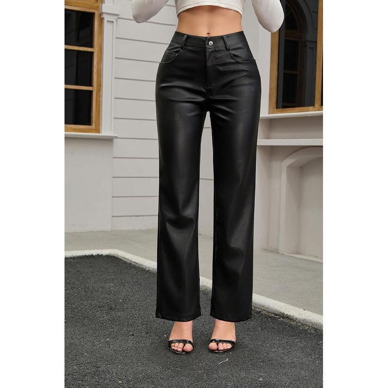 Women's High Waist Faux Leather Pants