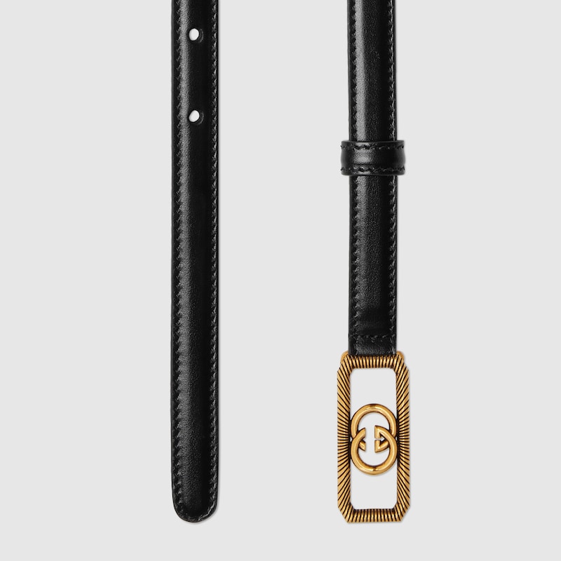 Thin belt with Interlocking G buckle