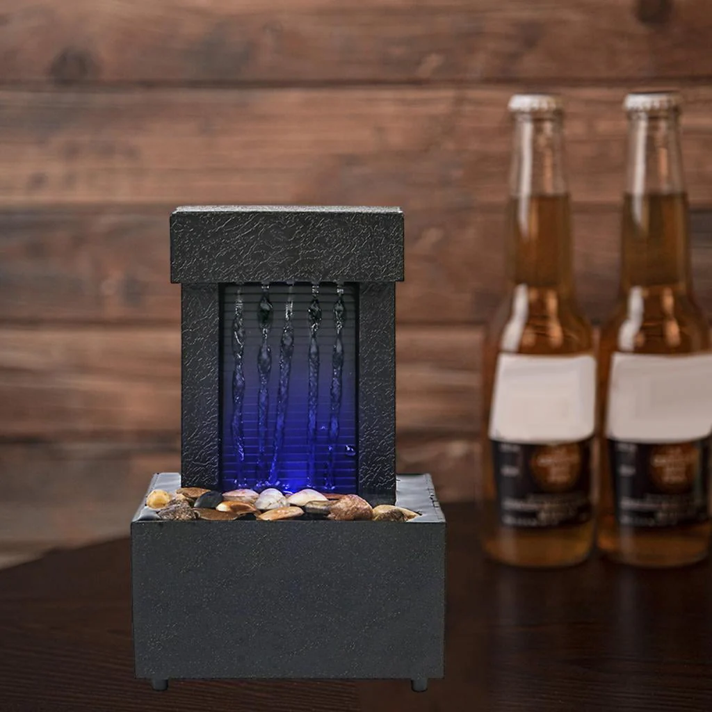 Desktop Waterfall Fountain USB/AA Battery Fengshui Water Fountain for Living Room Indoor Meditation Relaxation