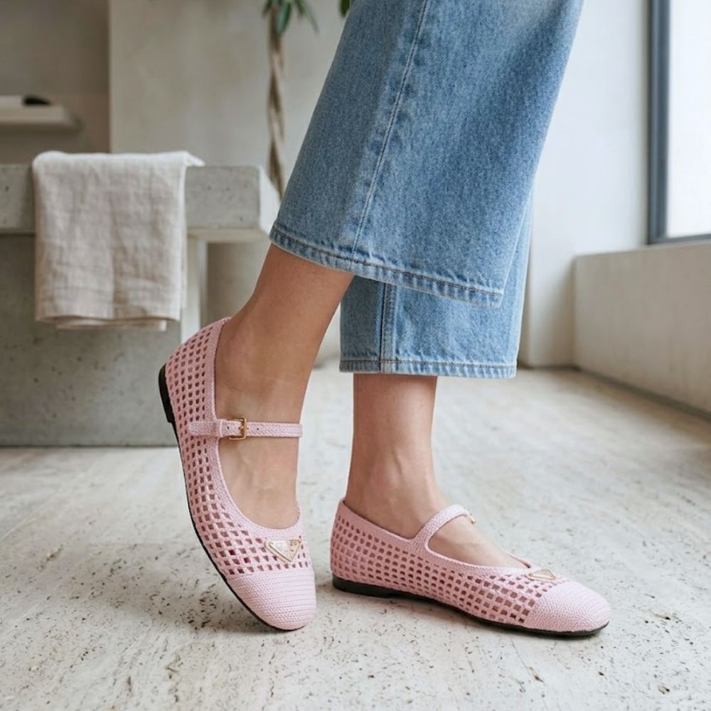 Prada Crochet Ballerinas Orchid Pink