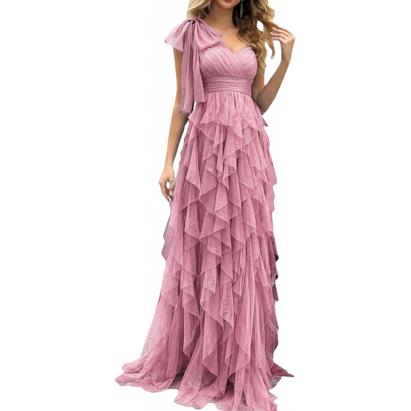 Summer Women Tulle Prom Dress Elegant Bow