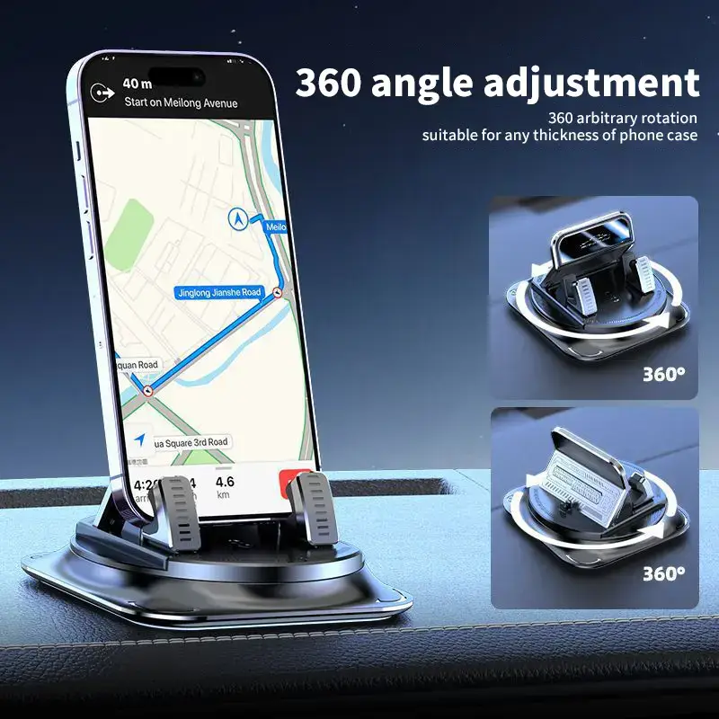 [FathersDayGift]Car phone holder 360 degree rotation, suitablefor car navigation in-car dashboard, horizontaland vertica screen adjustment angle,suctioncup fixed non-slip mobile phone holdersuitable for iPhone and Android