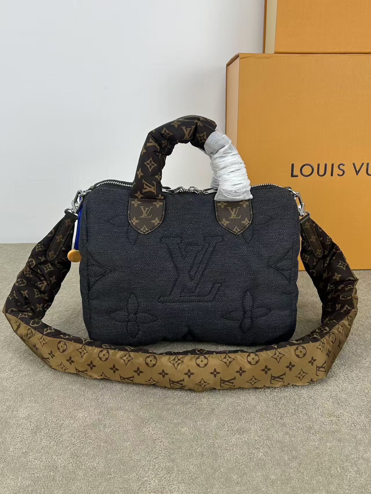 LV Padded Denim Boston Bag