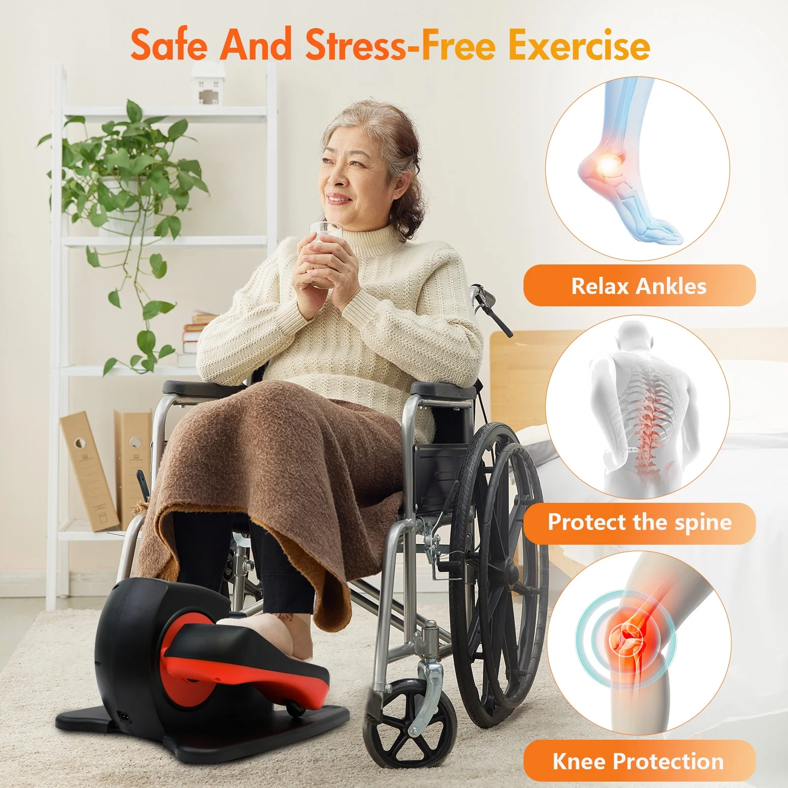 Baokaler Under Desk Elliptical Exercise Machine, Electric Elipsefit Leg Exerciser while Sitting for Seniors,12 Adjustable Speeds with Remote Control