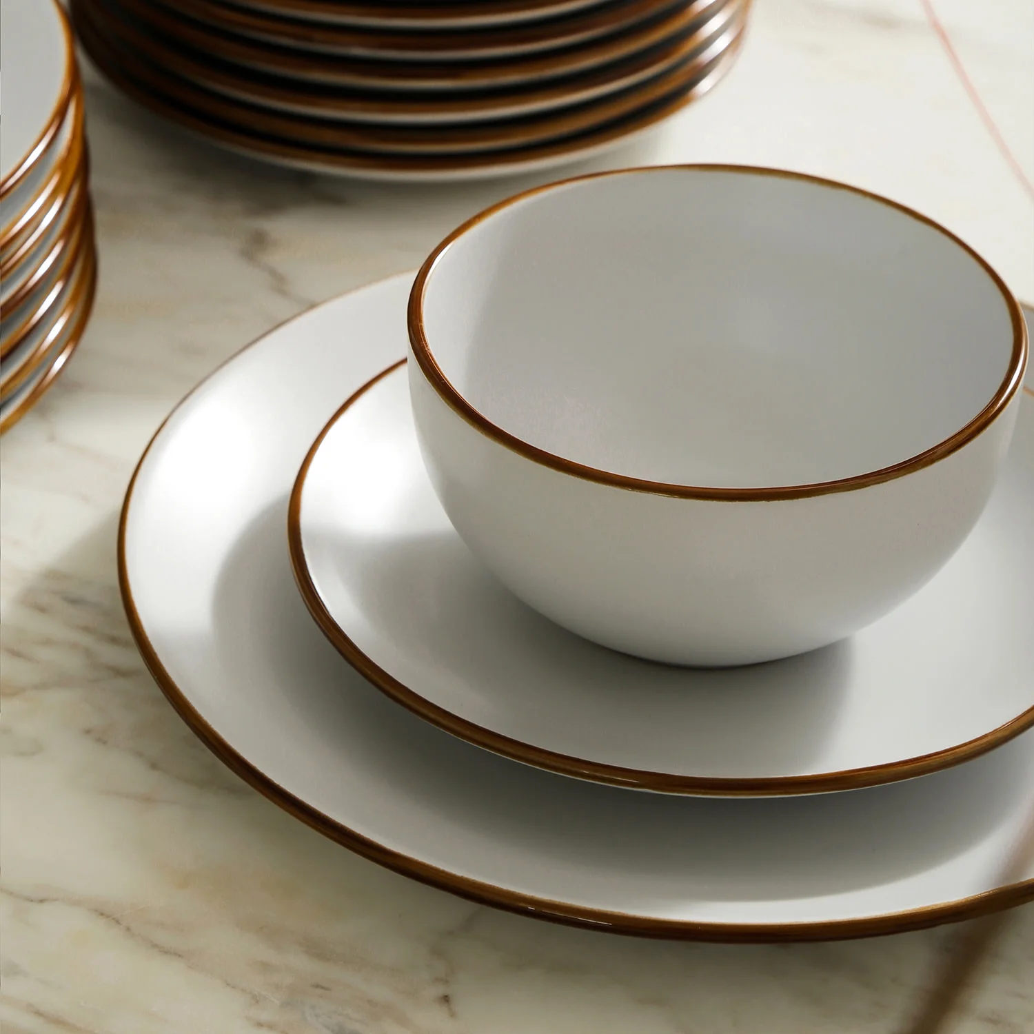 Stone + Lain Brasa Stoneware Collection Dinnerware Set, 32-Piece Service for 8, Blue