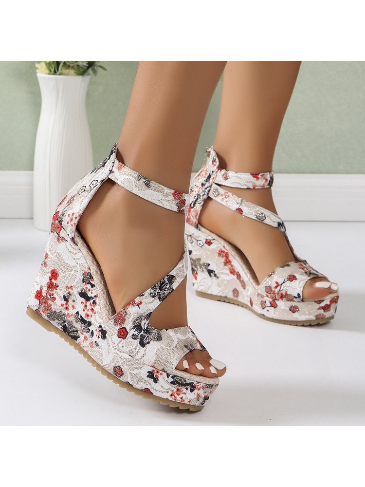 Resist Printing Peep Toe Wedge