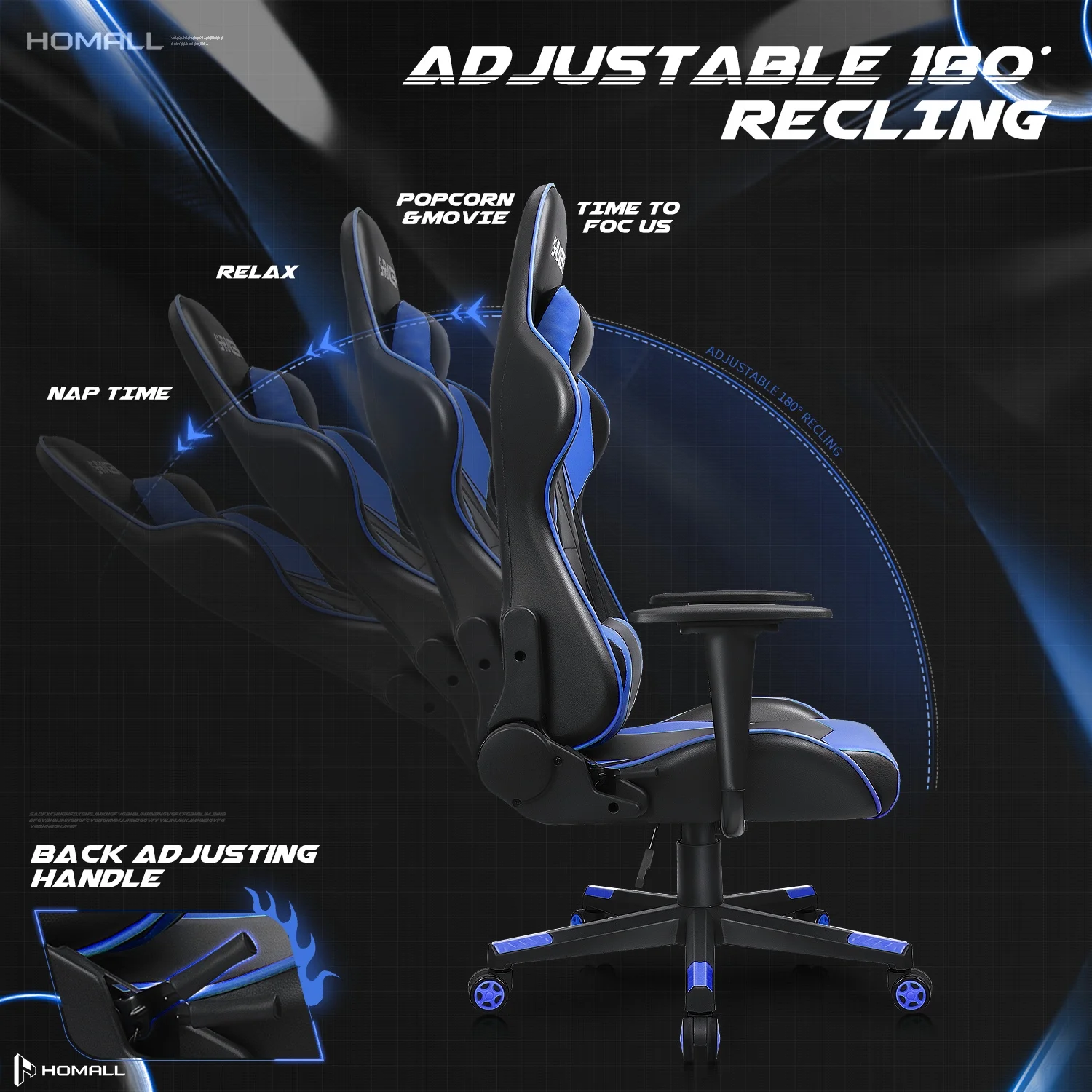 Homall Gaming Chair Office Chair High Back Computer Chair Leather Desk Chair Racing Executive Ergonomic Adjustable Swivel Task Chair with Headrest and Lumbar Support, Purple