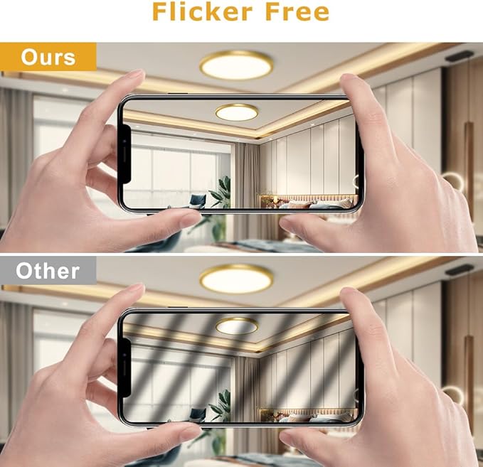 12Inch Gold Flush Mount Ceiling Light Fixture