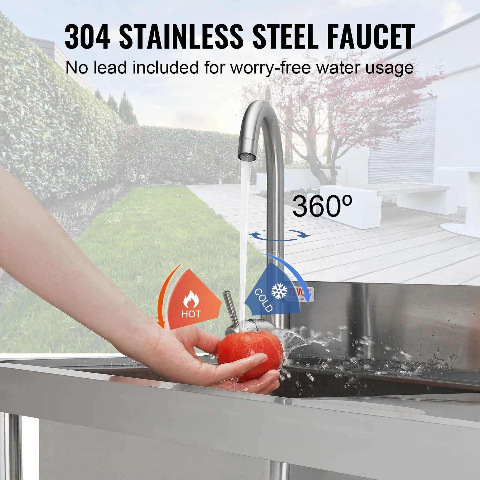 Bentism Silver Stainless Steel 39.4 x 19.1 x 37.4 inches Rectangular Single Bowl Sink