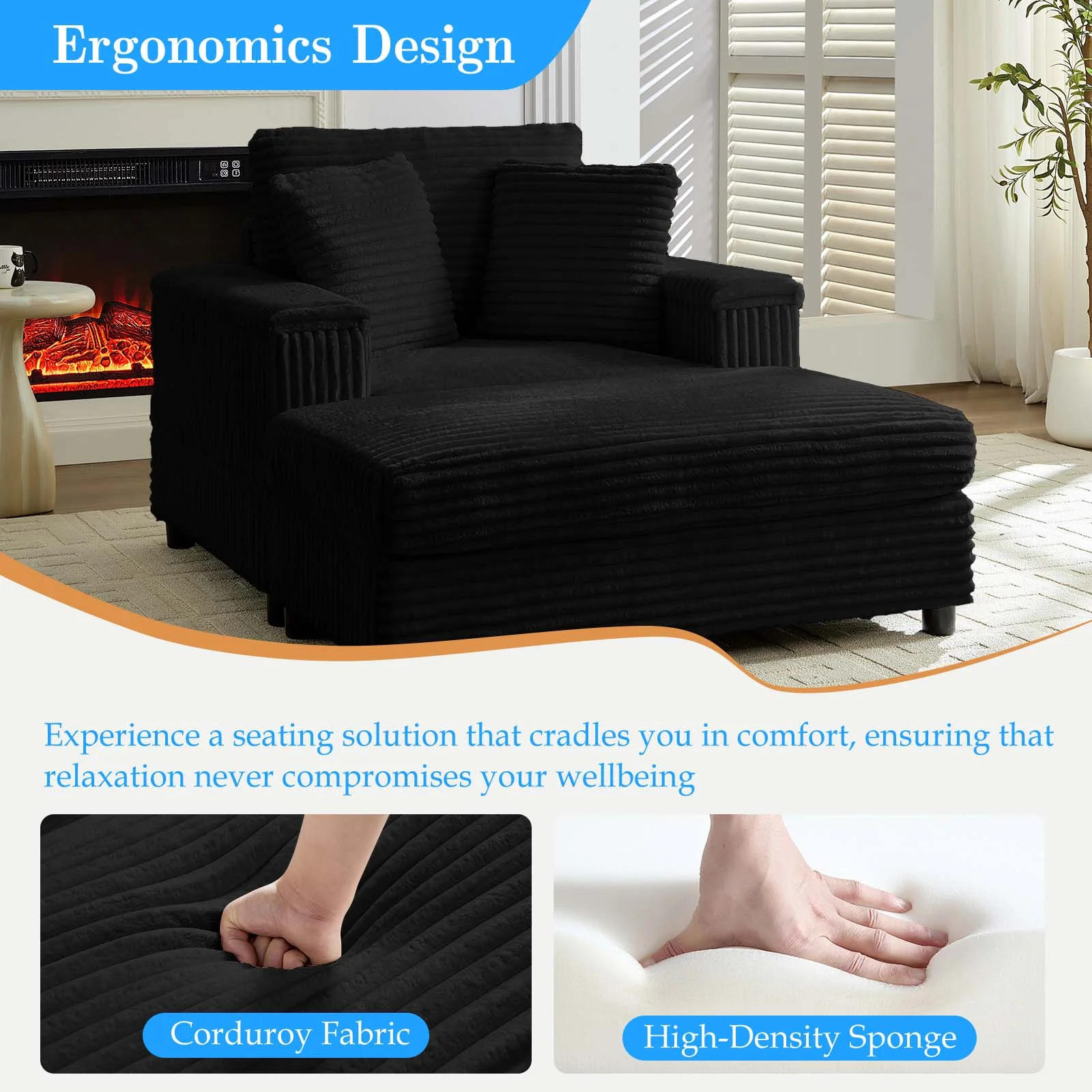 Mjkone Oversized Accent Chair?with Ottoman for Living Room, Single Indoor Lounge Sofa Armchair with Storage Armrests,Green