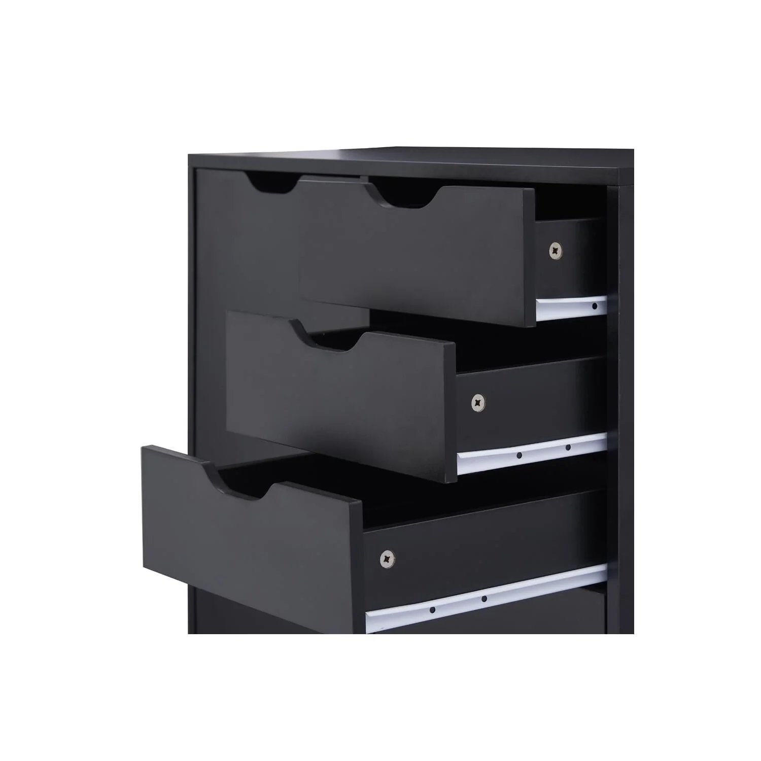 5 Drawer Dresser, Tall Dressers for Bedroom, Kids Dresser with Wheels, Storage Shelves with Drawers, Small Dresser for Closet, Makeup Dresser with 180 lbs Capacity - Black