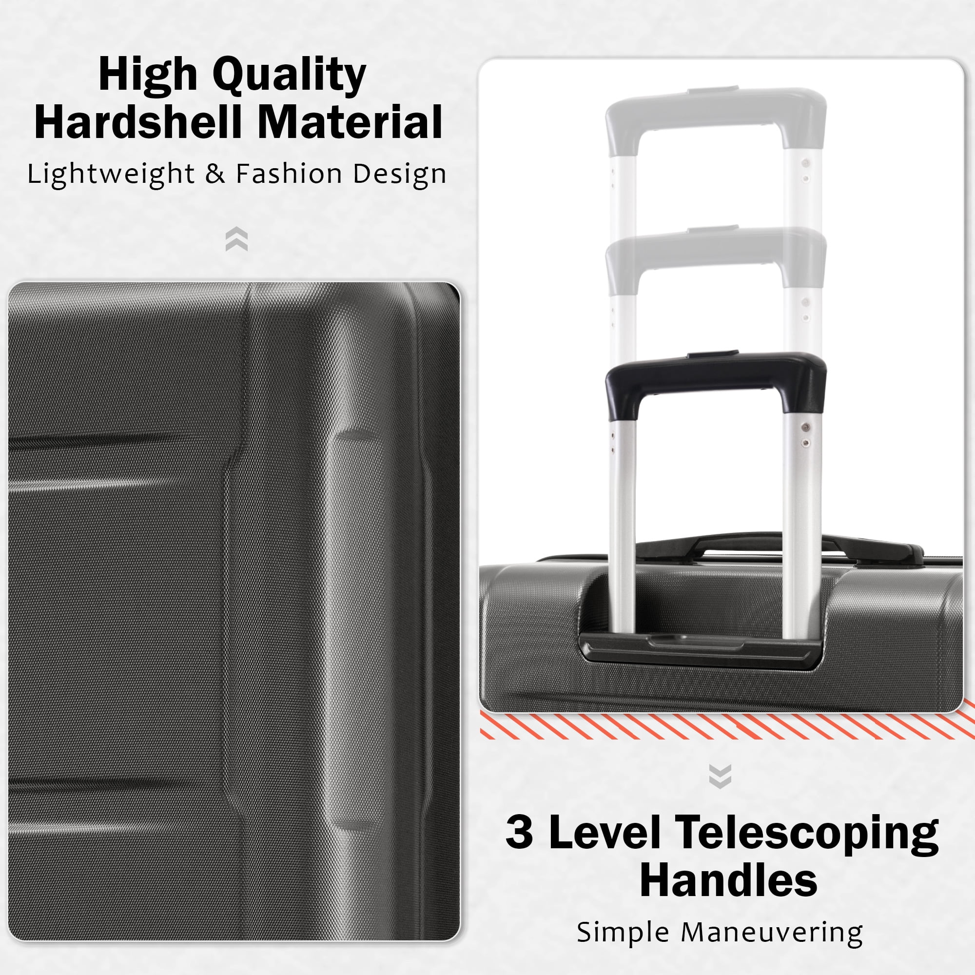 imerelez 2 Piece Luggage Set with Bags Expanable Spinner Wheels ABS Lightweight Suitcase with TSA Lock 20inch+28inch