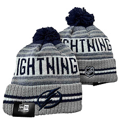 Men's Grey Tampa Bay Lightning Cuffed Knit Hat with Pom