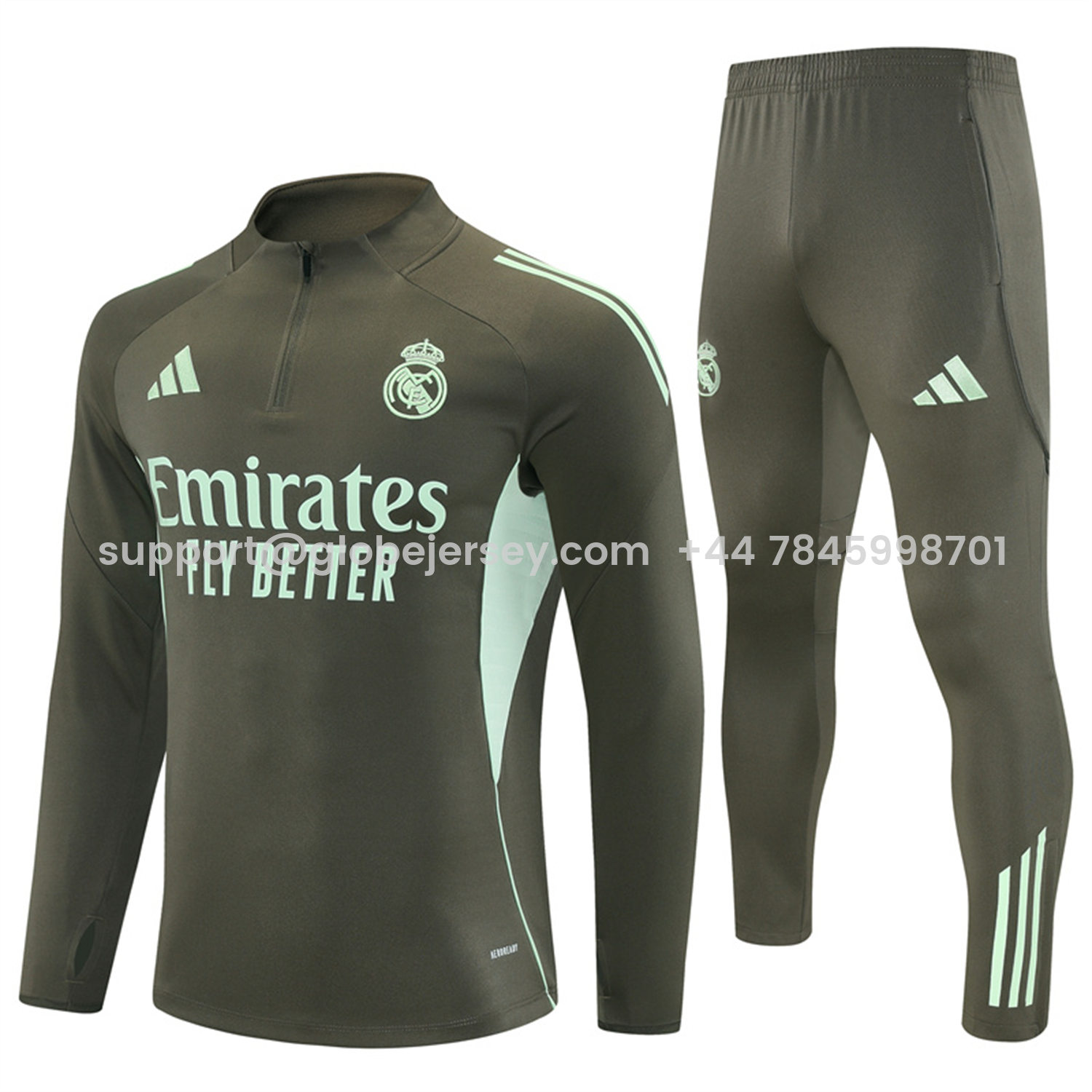 Real Madrid 25-26 Long Sleeve Training Set - Army Green Top & Pants