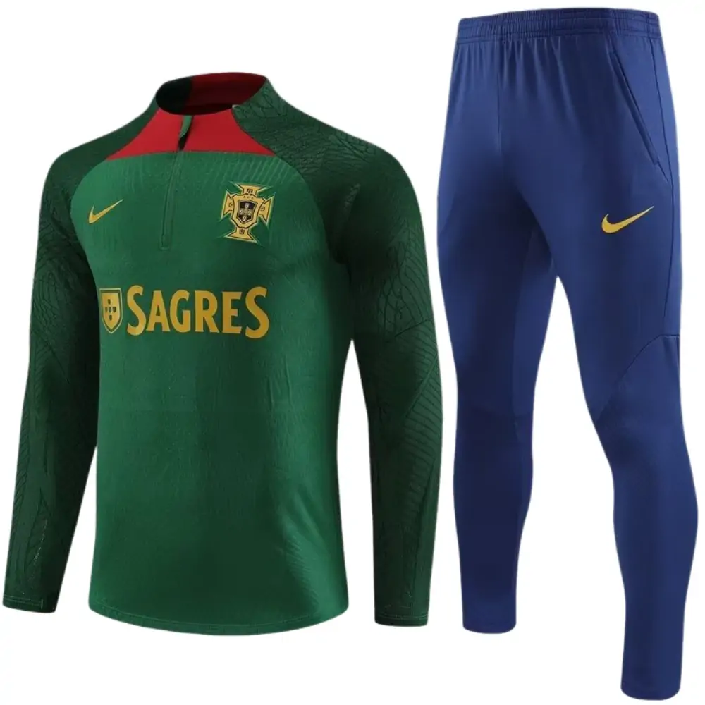 2023/24 Player Version Portugal Half-La Training Wear Green Football Shirt Set