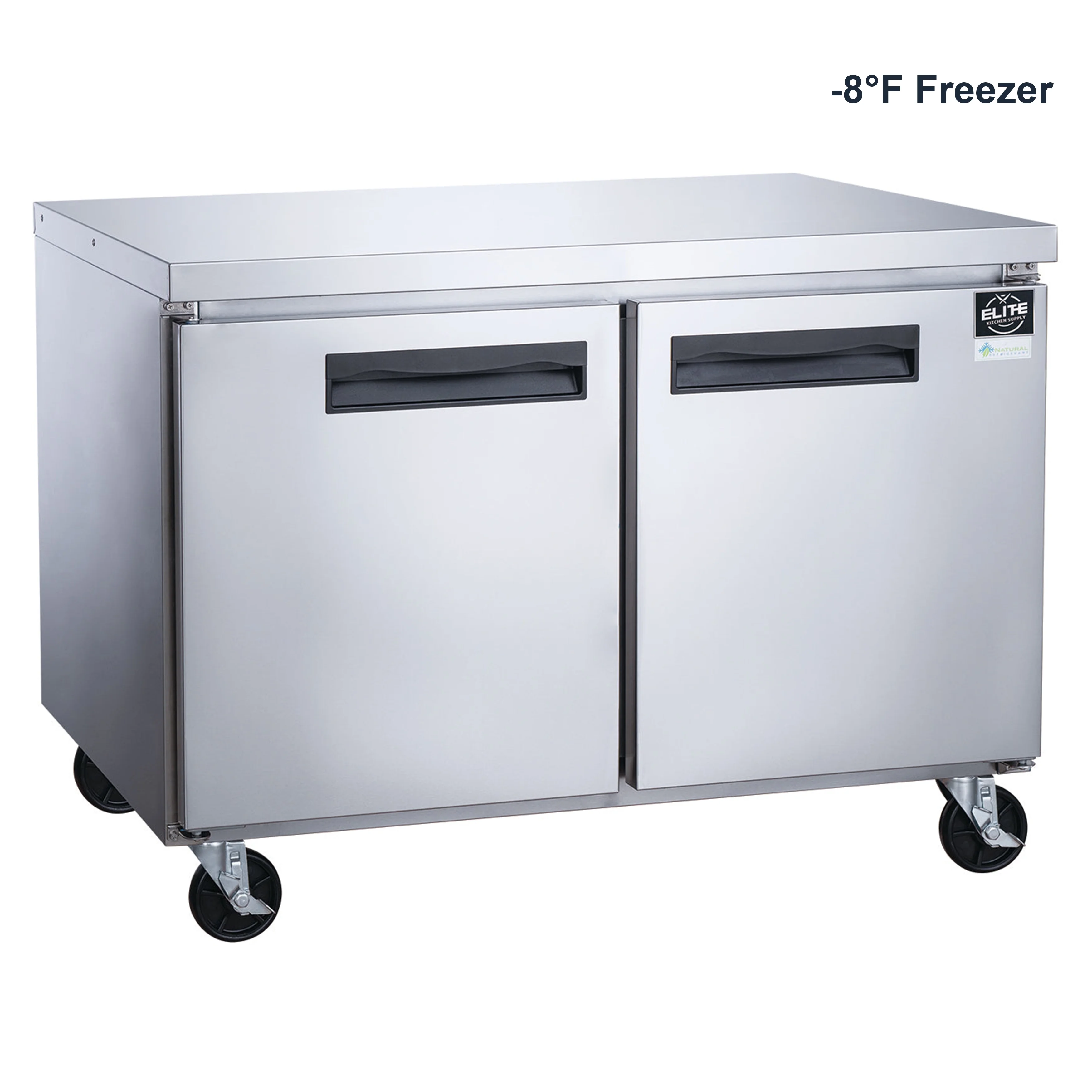 NSF 48 in. 2-Door Undercounter Freezer 13 Cu. Ft. Worktop Commercial Freezer in Stainless Steel ETL