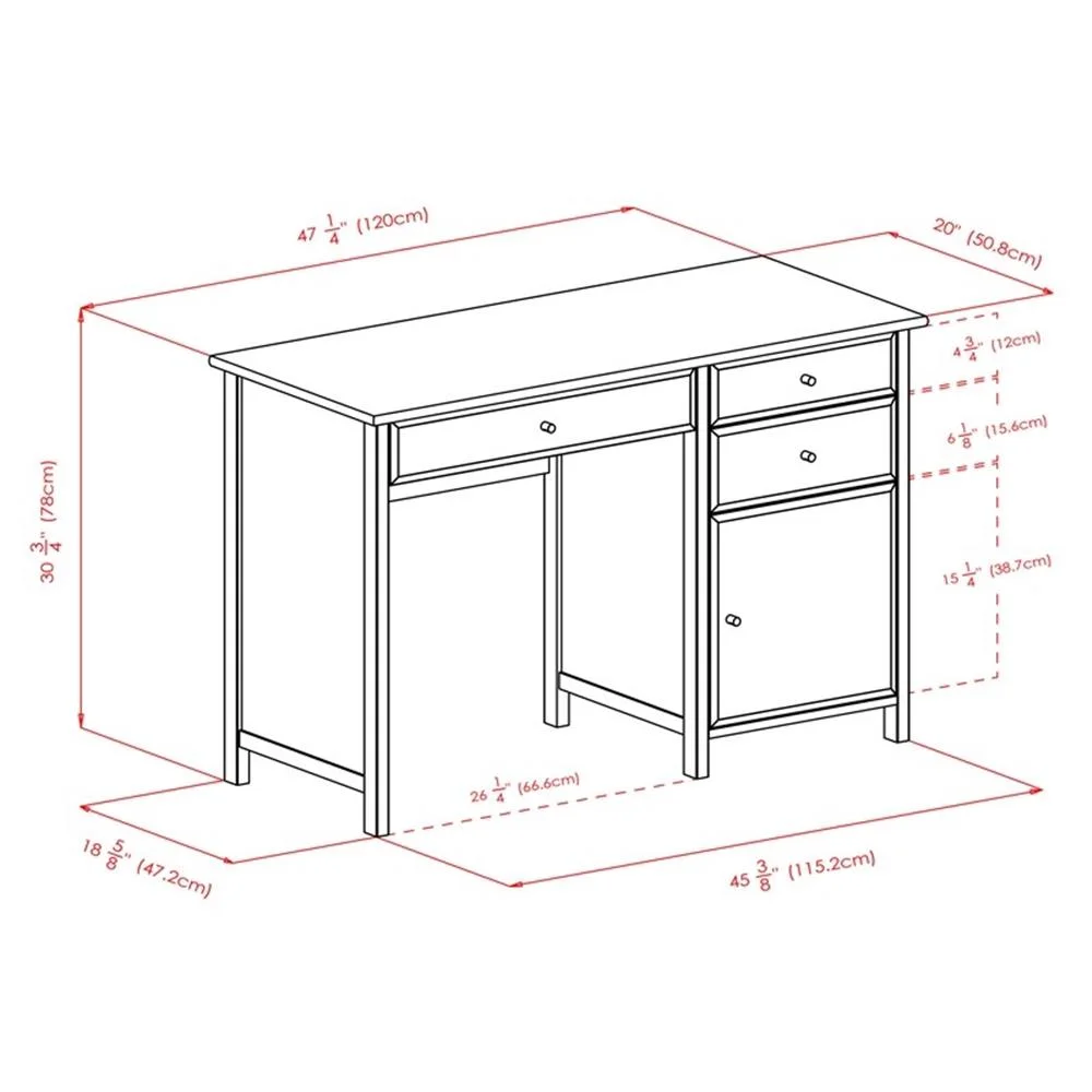 Pemberly Row Transitional Composite Wood Office Writing Desk in Black