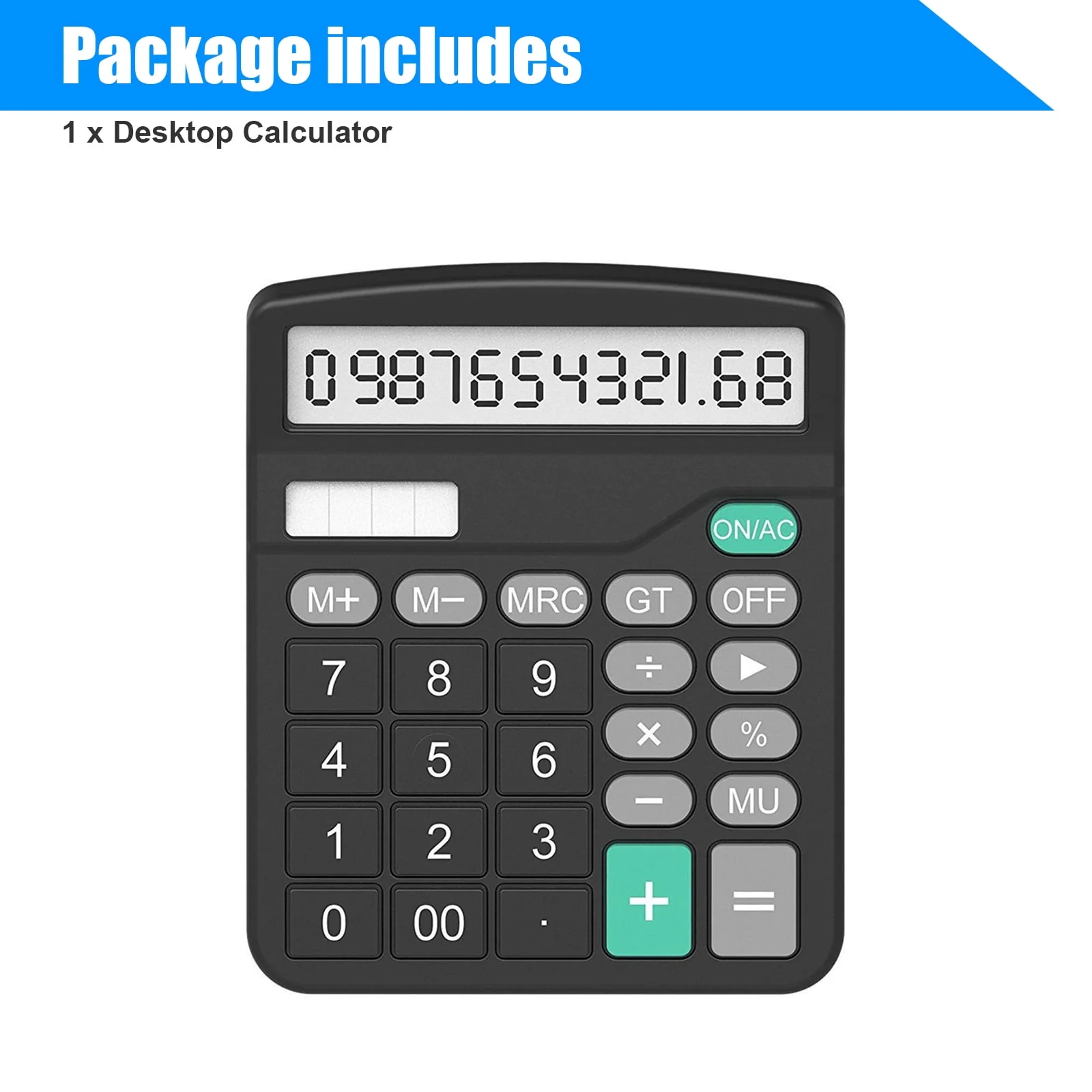 Office Calculator, TSV Standard Function Desktop Calculator with 12 Digit Large LCD Display, Solar and Battery Dual Power