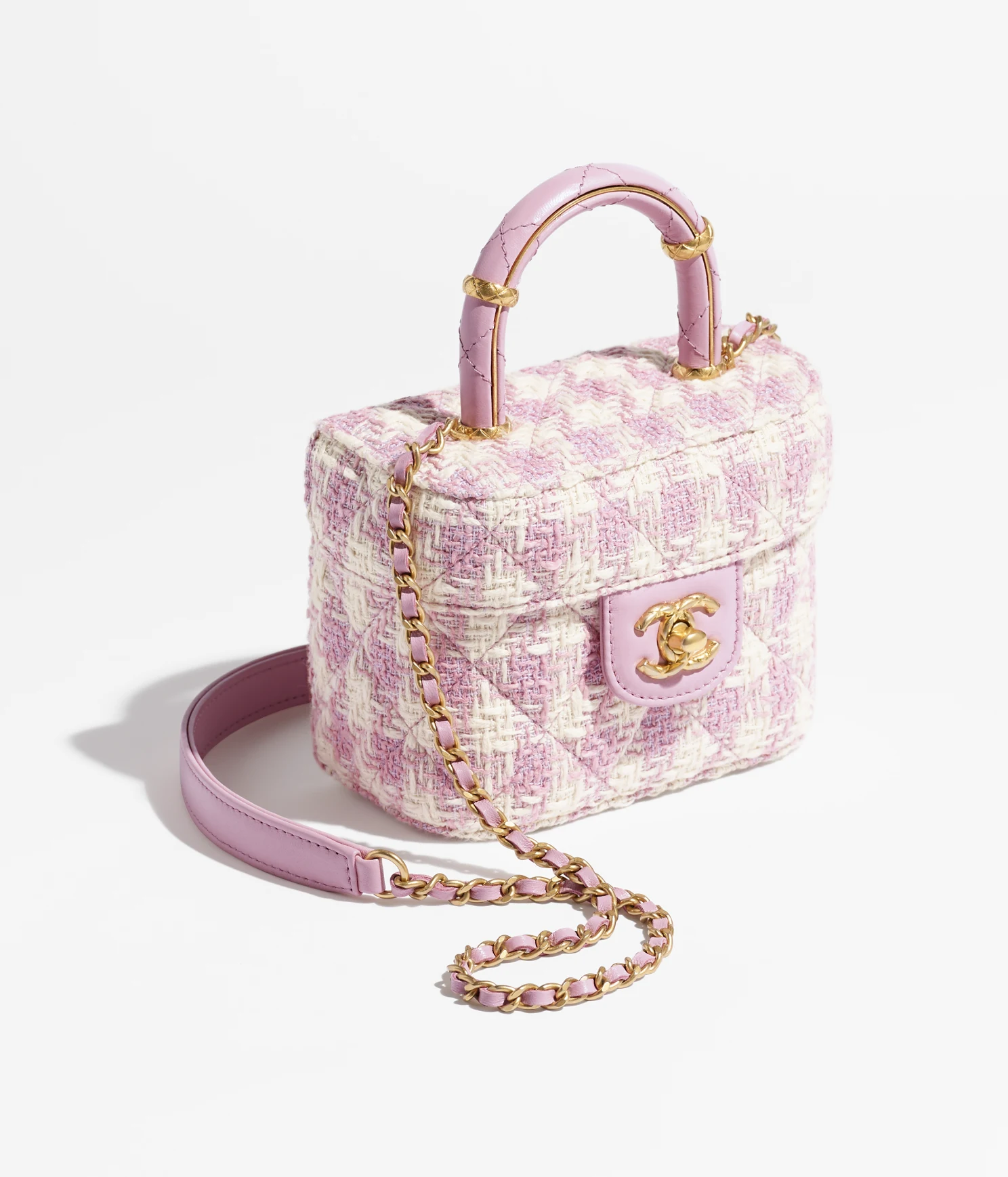 SMALL VANITY CASE-Pink & Ecru