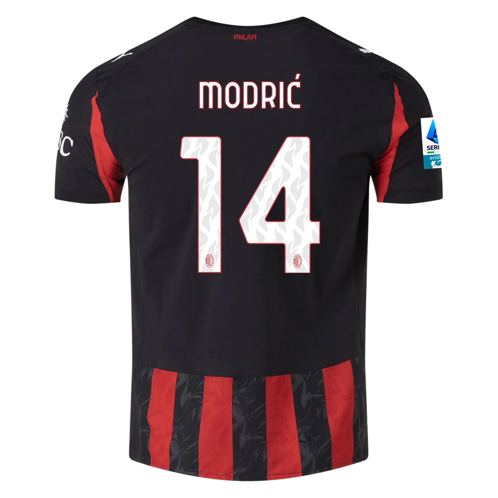 Puma Luka Modric Men's AC Milan Authentic Home Jersey 25/26 w/ Seria A Patch (Red/Black)
