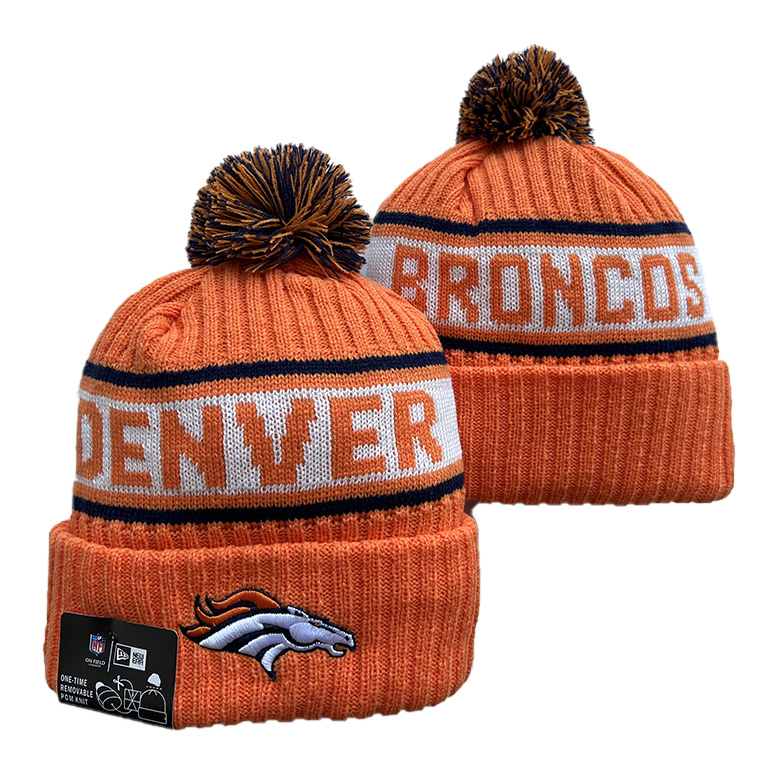Men's  Black Denver Broncos Repeat Cuffed Knit Hat with Pom