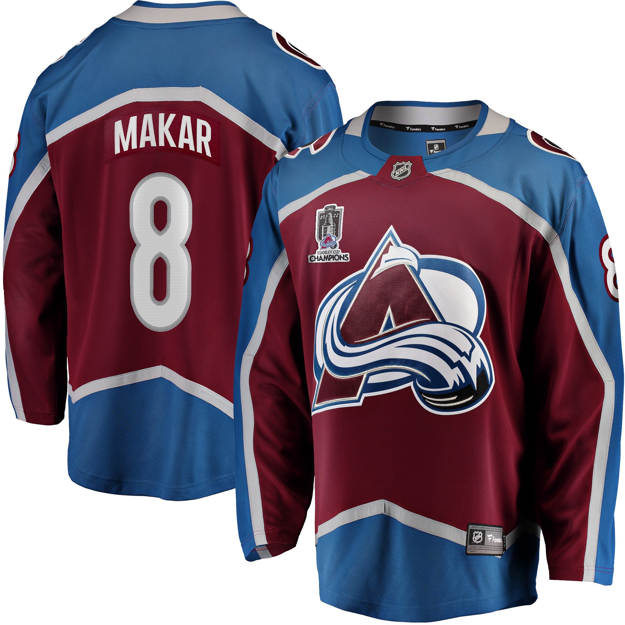 Cale Makar Colorado Avalanche Fanatics 2022 Stanley Cup Champions Breakaway Patch   Jersey – Burgundy