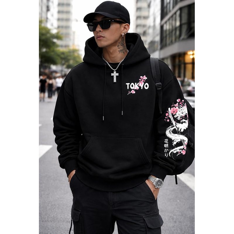 Men's Fleece Japanese Graphic Hoodies