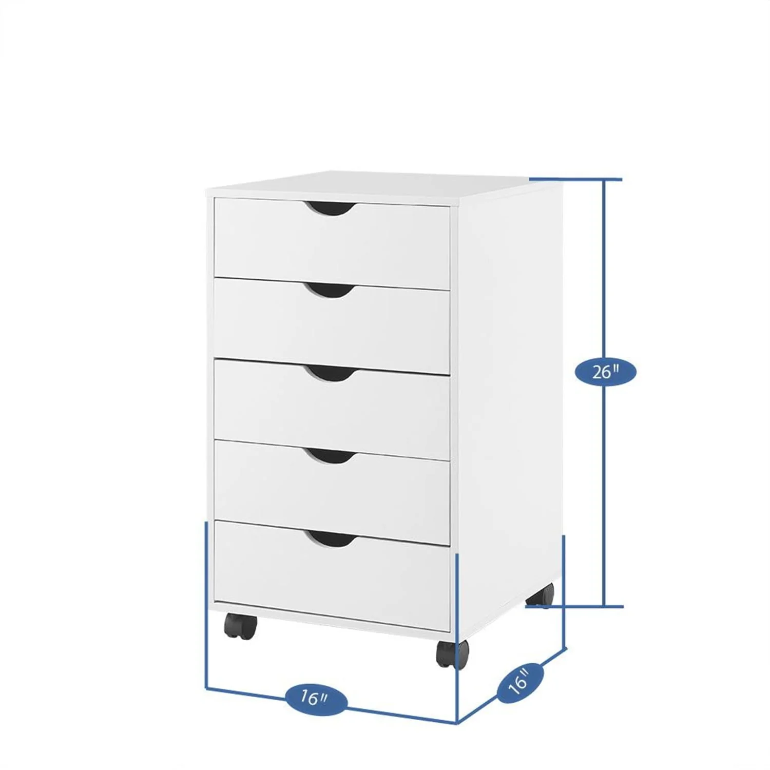 Naomi Home 5 Drawer Office Storage File Cabinet, Under desk storage file cabinets for Home Office, Office Organization Filing Cabinet with Wheels, Printer stand with storage, 180 lbs Capacity – White