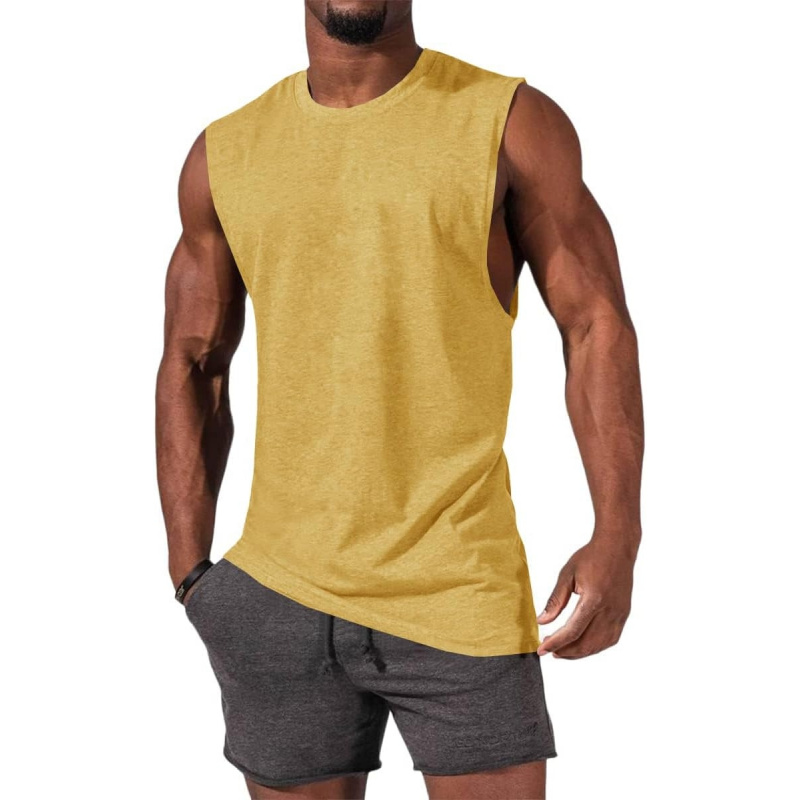 Men's Sleeveless Tank Tops Crewneck Solid Loose Fit Shirt