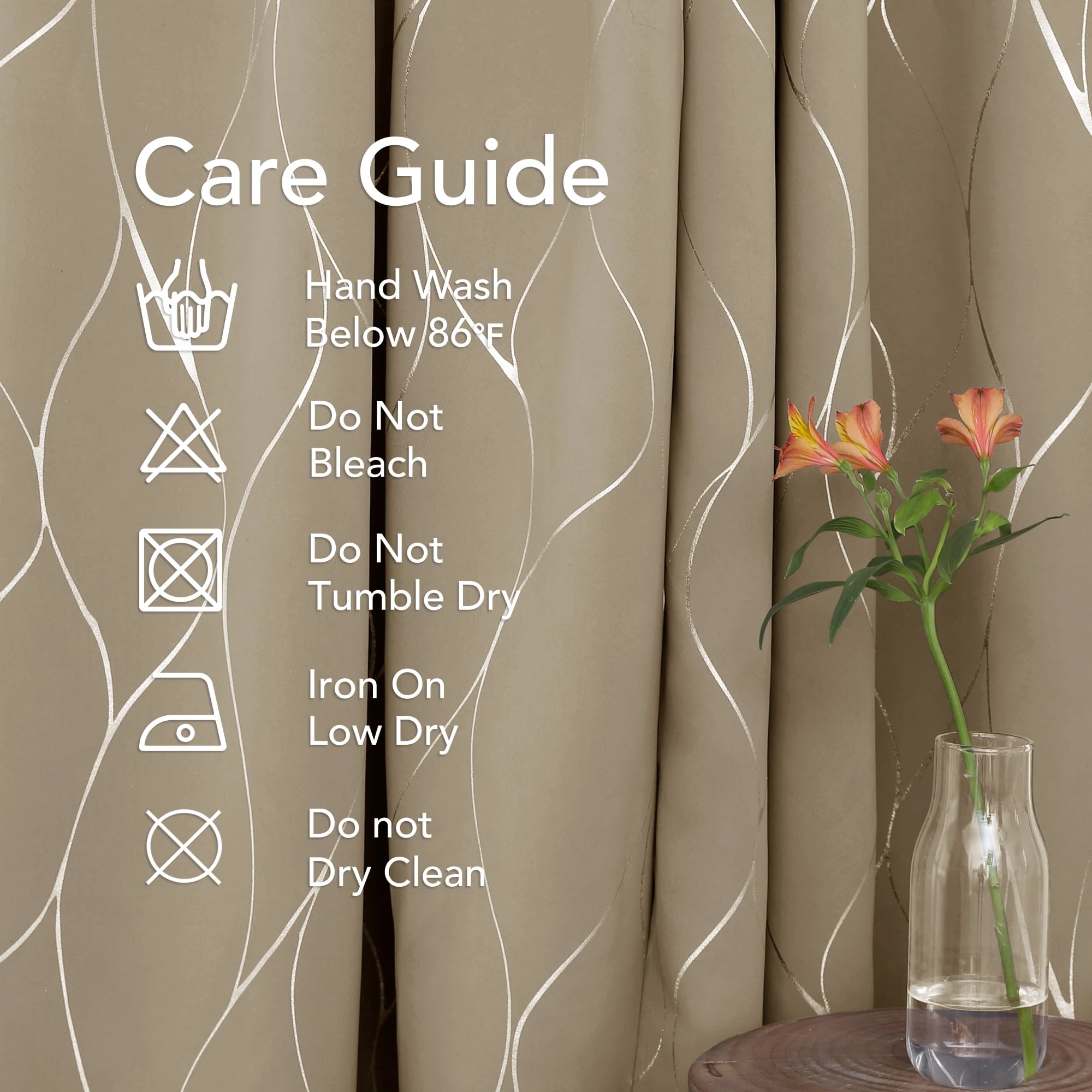 Deconovo Silver Wave Foil Print Blackout Curtains Grommet Light Blocking Curtain Room Darkening Noise Reducing WindoWDraperies 52Wx 84L inch Set of 2 Panels Khaki