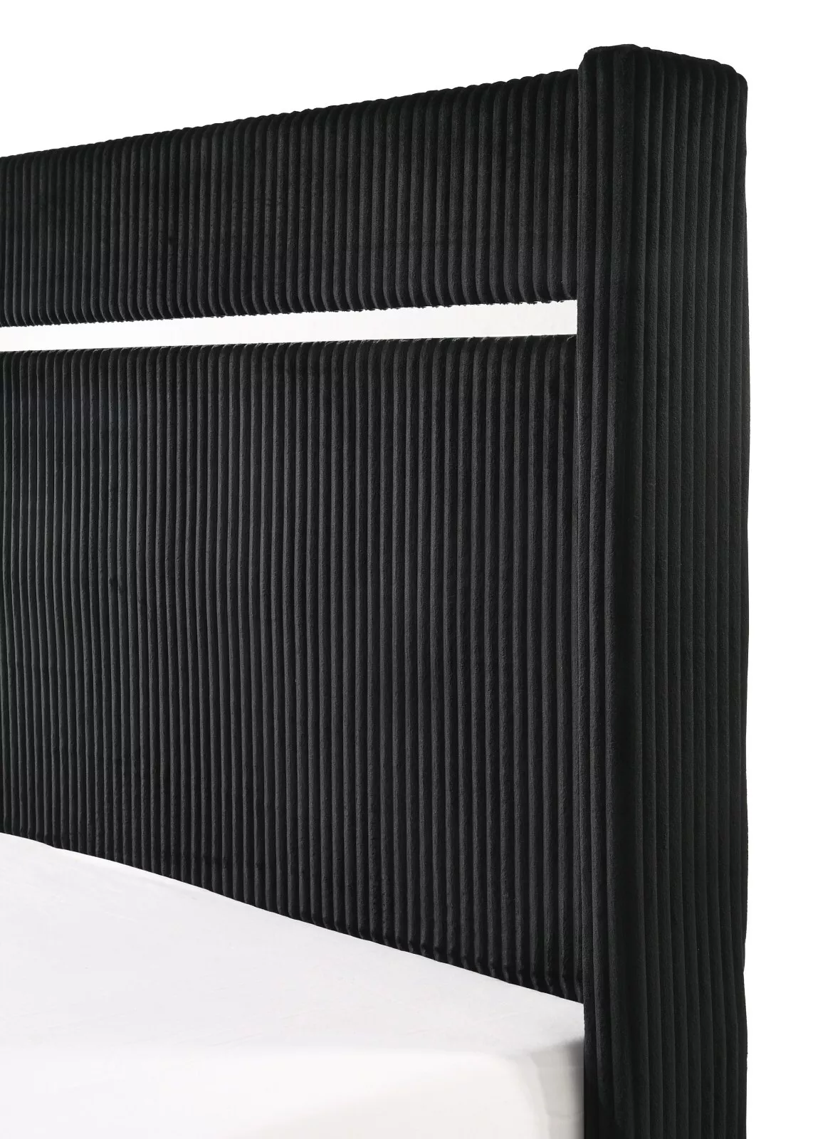 Black Finish Upholstered Queen Size Channel Tufting Panel Bed Nightstand 3pc Wooden Bedroom Set