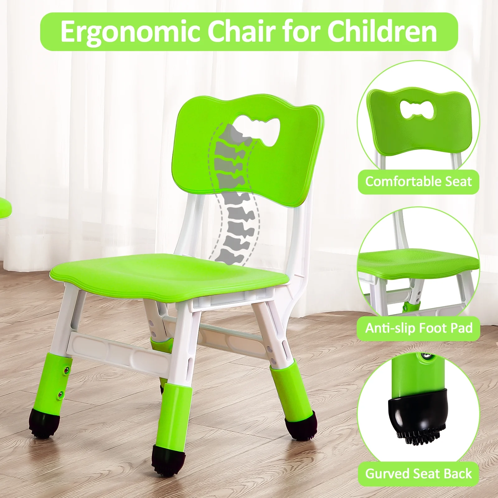 KATIDAP Kids Table and 4 Chairs Set, Height Adjustable Toddler Table and Chair Set, Graffiti Desktop, Classroom/Daycare/Home, Children Multi-Activity Table for Ages 2-8,Blue