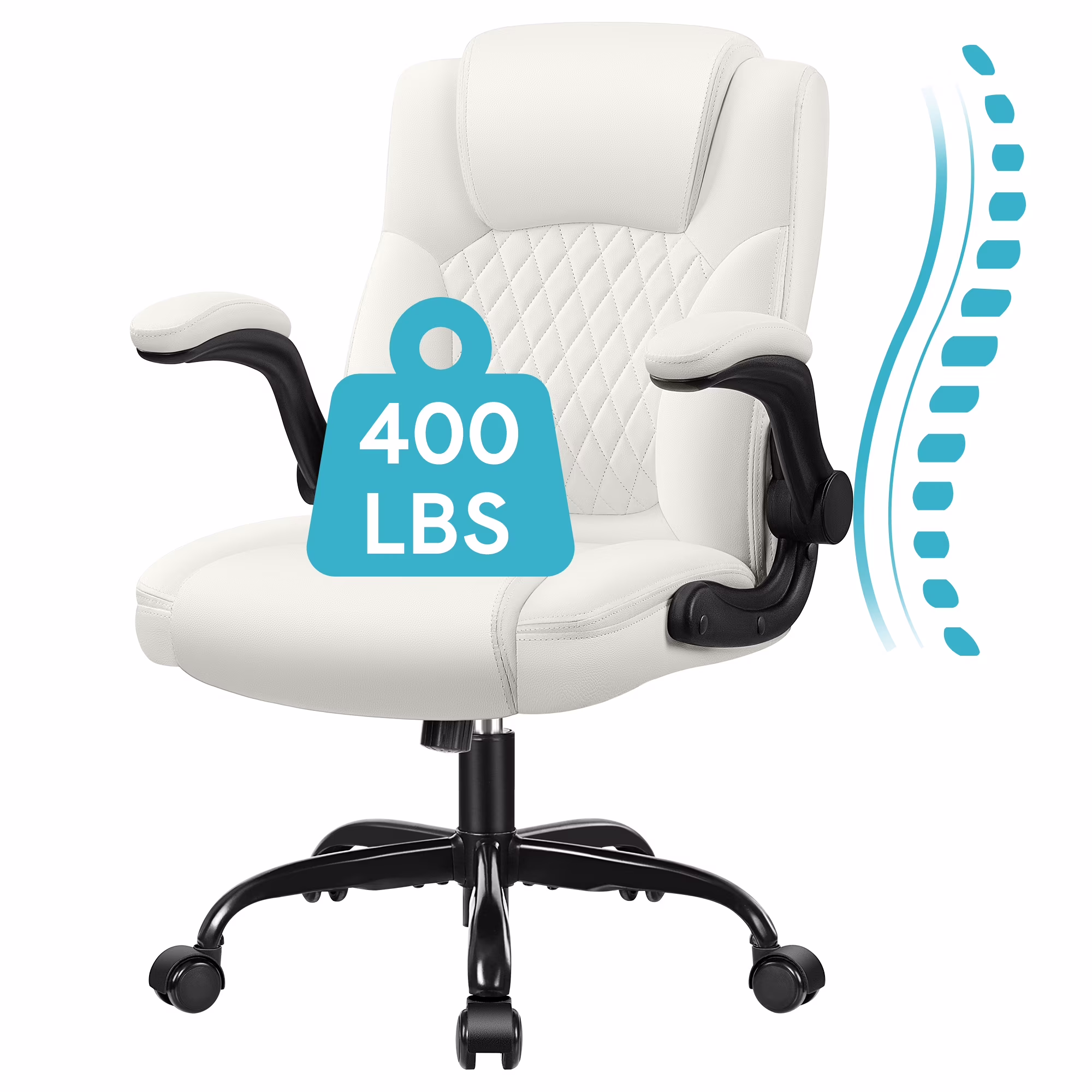 COOLHUT Leather Office Chair, Big and Tall Office Chair 400LBS Wide Seat Ergonomic Computer Desk Chair High Back Executive Leather Chair Adjustable Task Chair Lumbar Back with 8-Year Warranty, Black