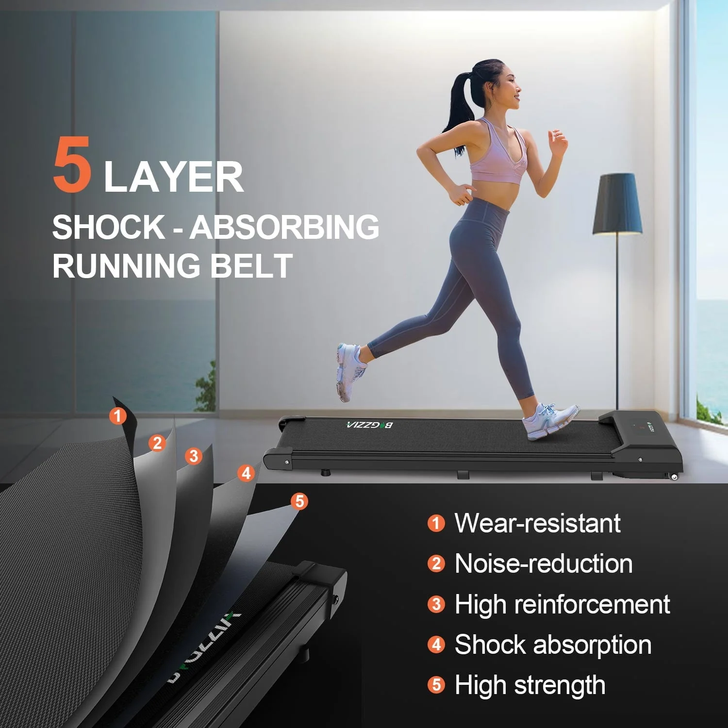 Bigzzia Under Desk Treadmill, 2.5HP Installation-Free Portable Treadmill Running Machine, 6.25MPH, Treadmill with LED Display and Wireless Remote Control for Home/Office, 265 Lb Capacity