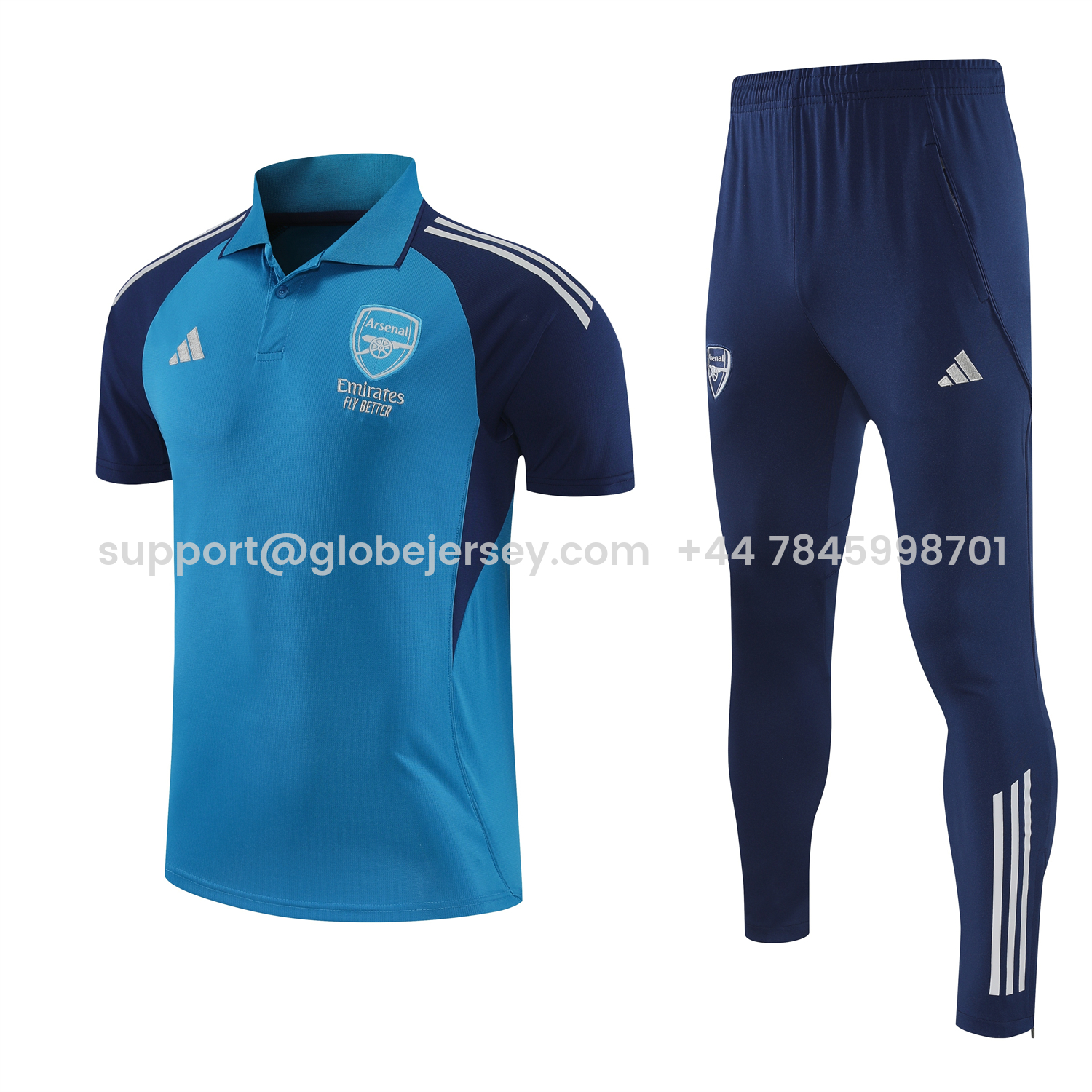 Arsenal 25-26 POLO Short-Sleeve Training Set - Royal Blue Top and Deep Blue Pants