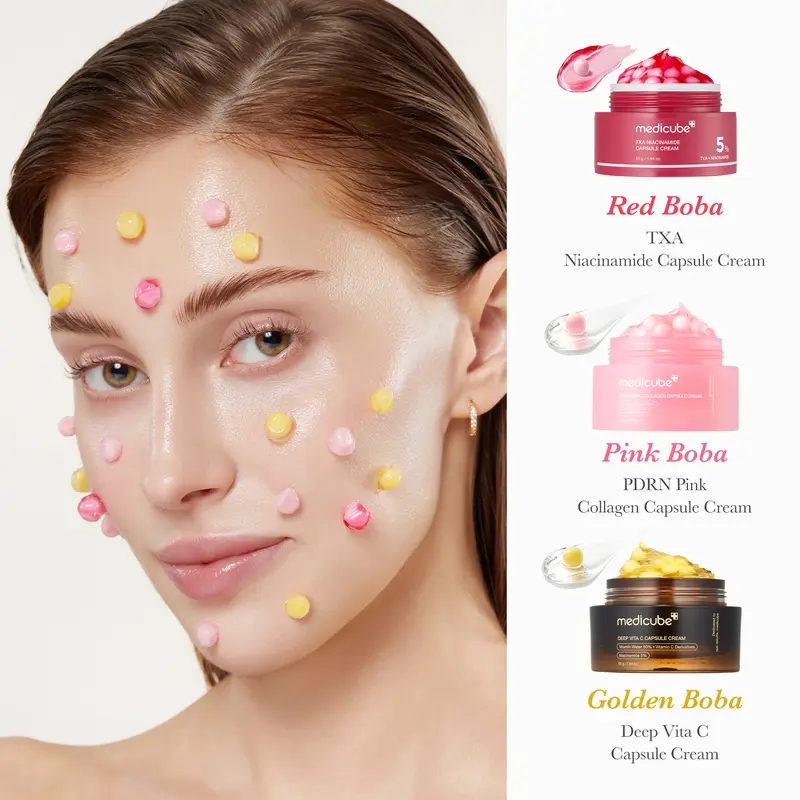 [medicube] Mix & Match Boba Cream Set | Viral Capsule Creams for Uneven Skin Tone, Glow Hydration, Korean Skincare, K-beauty