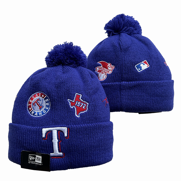 Texas Rangers Cuffed Knit Hat with Pom
