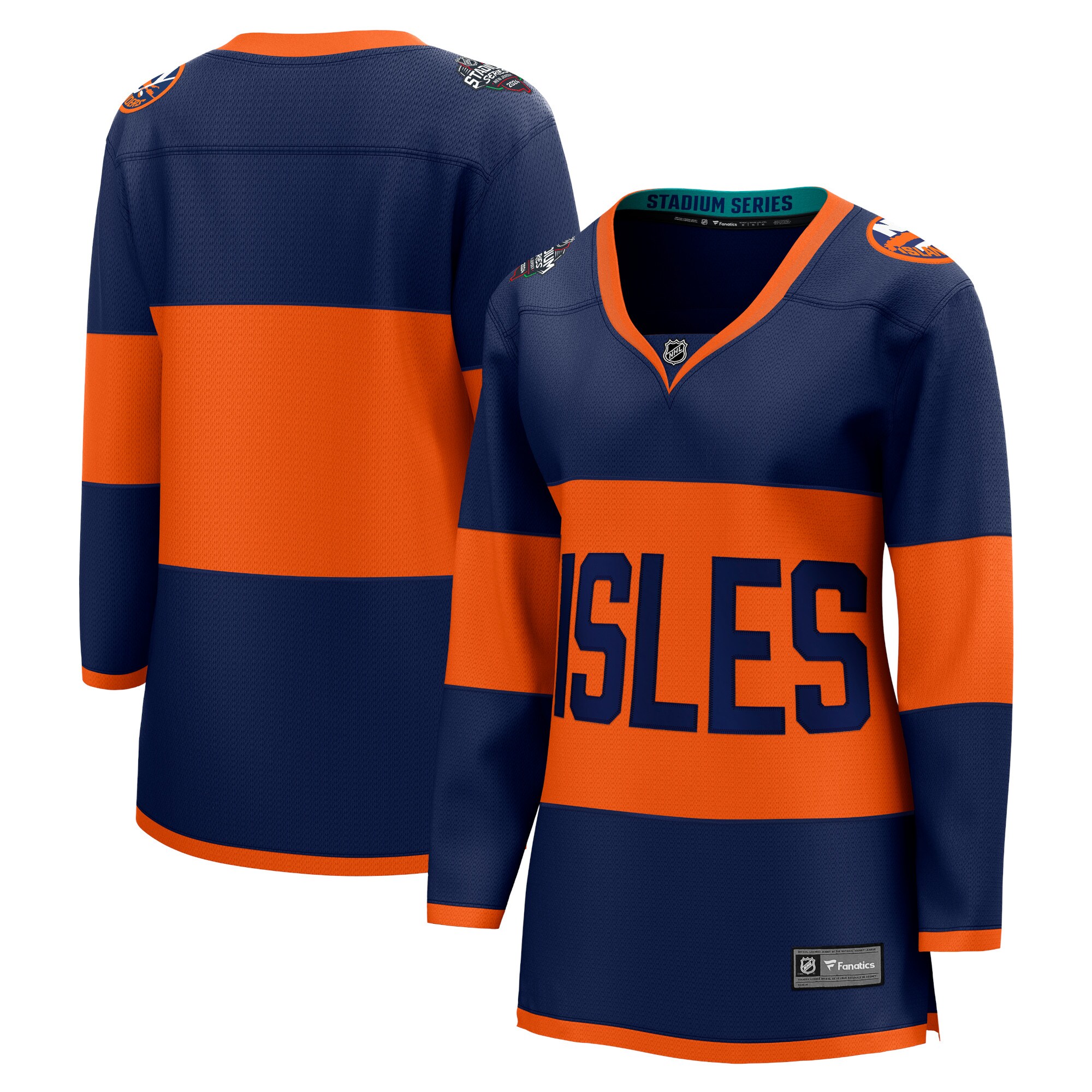 New York Islanders Fanatics Women’s 2024 NHL Stadium Series Breakaway JerseyÂ â€“ Navy