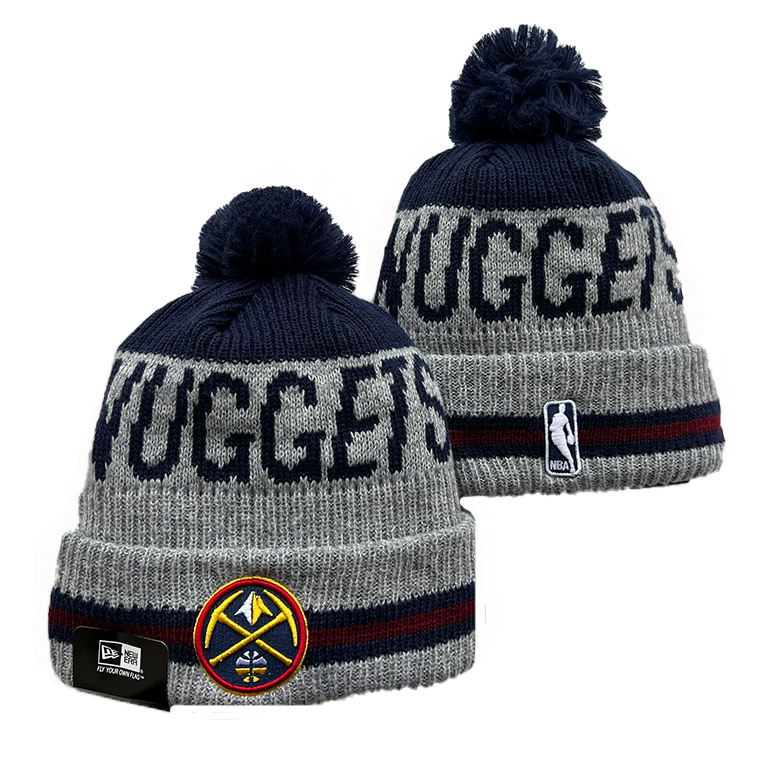 NEW ERA DENVER NUGGETS GREY Repea Cuffed Knit Hat with Pom