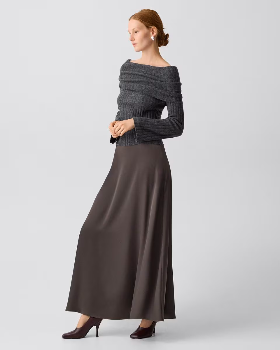 A-Line Maxi Skirt in Satin