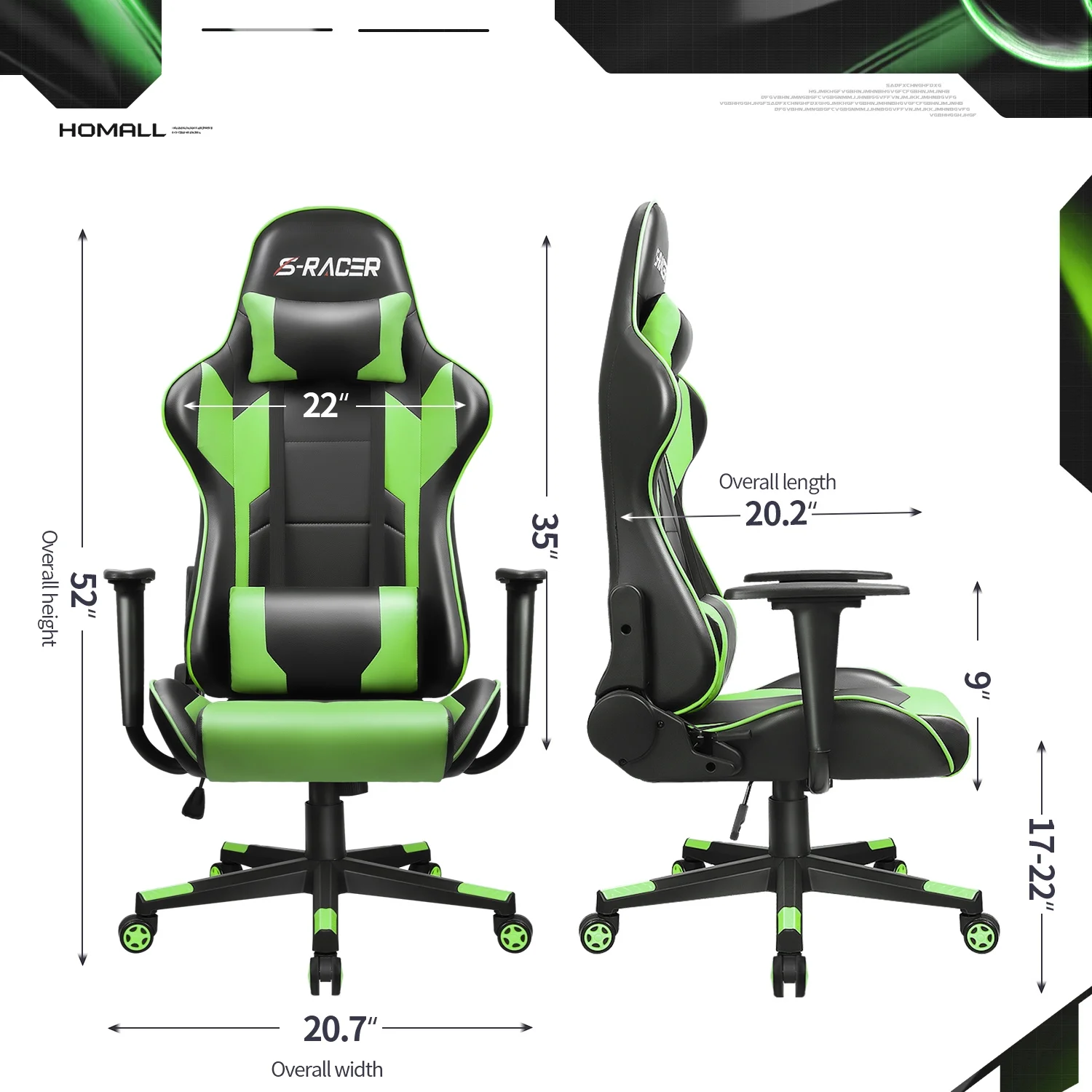 Homall Gaming Chair Office Chair High Back Computer Chair Leather Desk Chair Racing Executive Ergonomic Adjustable Swivel Task Chair with Headrest and Lumbar Support, Purple