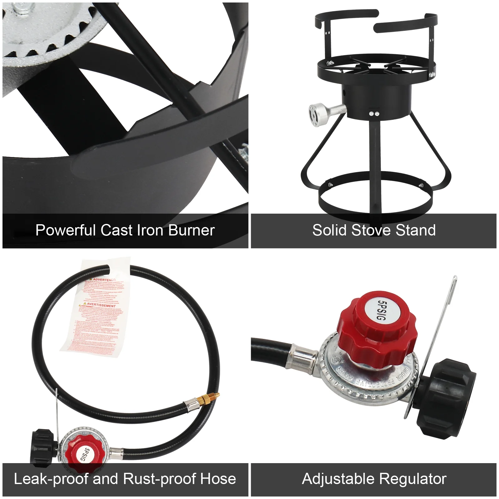SalonMore 30qt Aluminum Turkey Fryer Pot Boiler Fish Fryer Outdoor 4-Piece Set Upgraded with Side Table